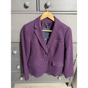 Talbots Sz 8 Dark Purple Wool Blend Riding Blazer Jacket Equestrian Elegant
